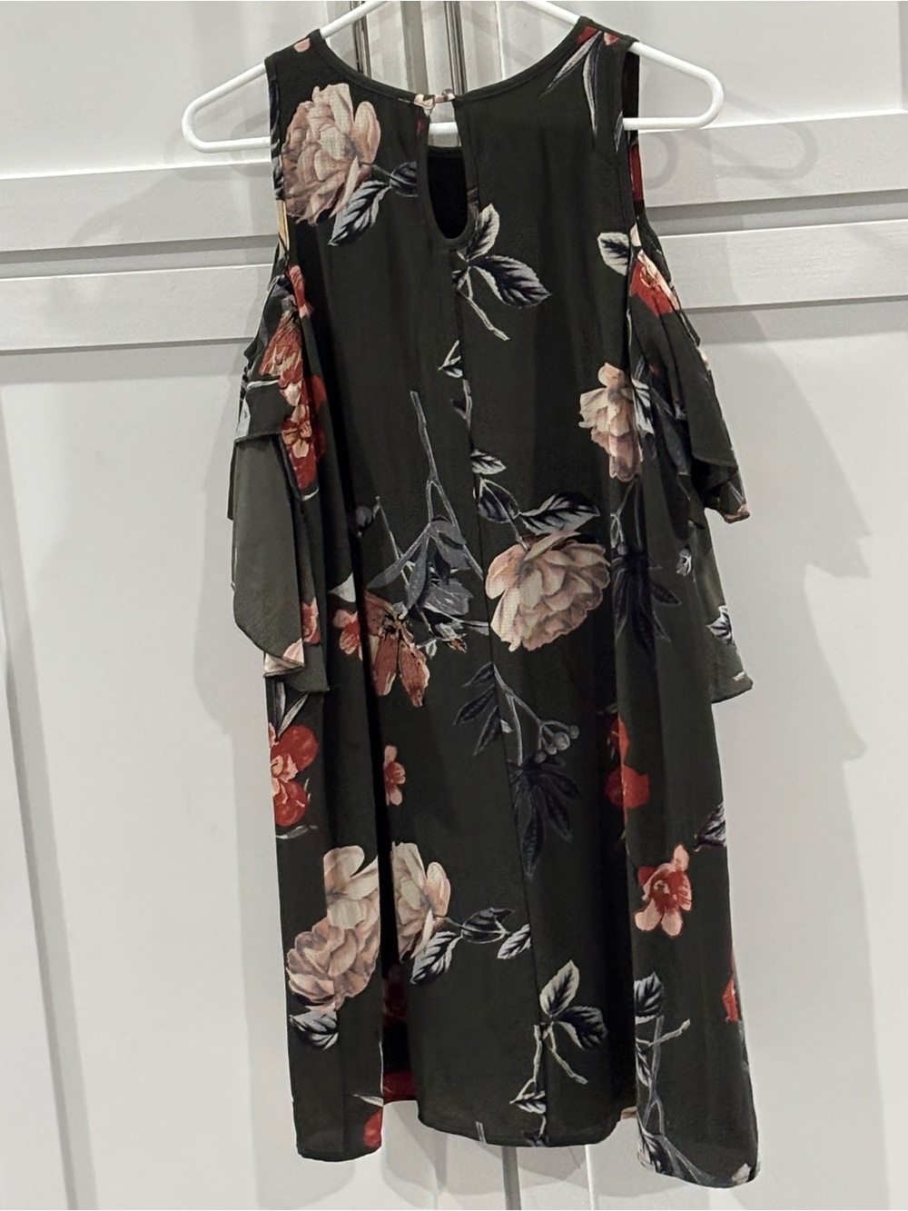 Women’s Papermoon Olive Green Floral Cold-Shoulder Mini Dress      Size M